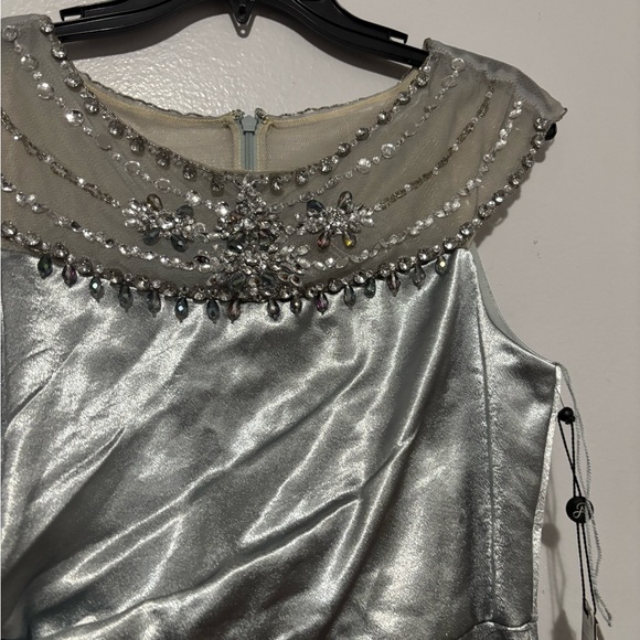 Adrianna Papell Silver Beaded Maxi Dress - Picture 3 of 5